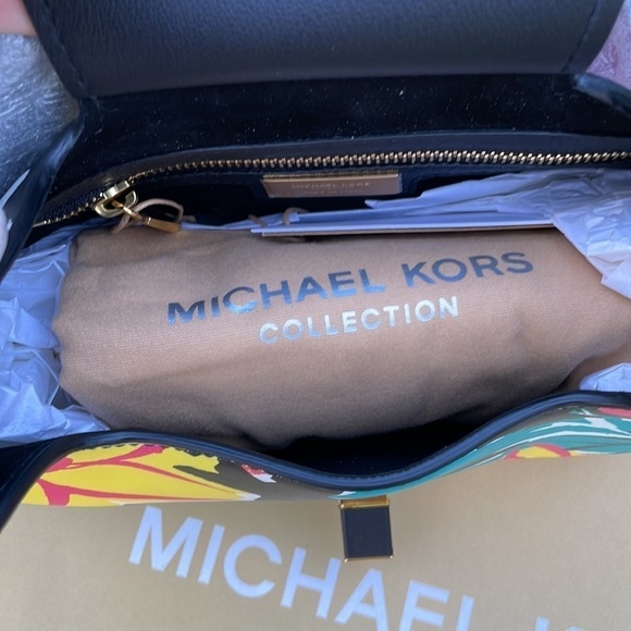 Michael Kors Collection Bancroft Medium Floral Calf Leather Shoulder Bag - Picture 5 of 12